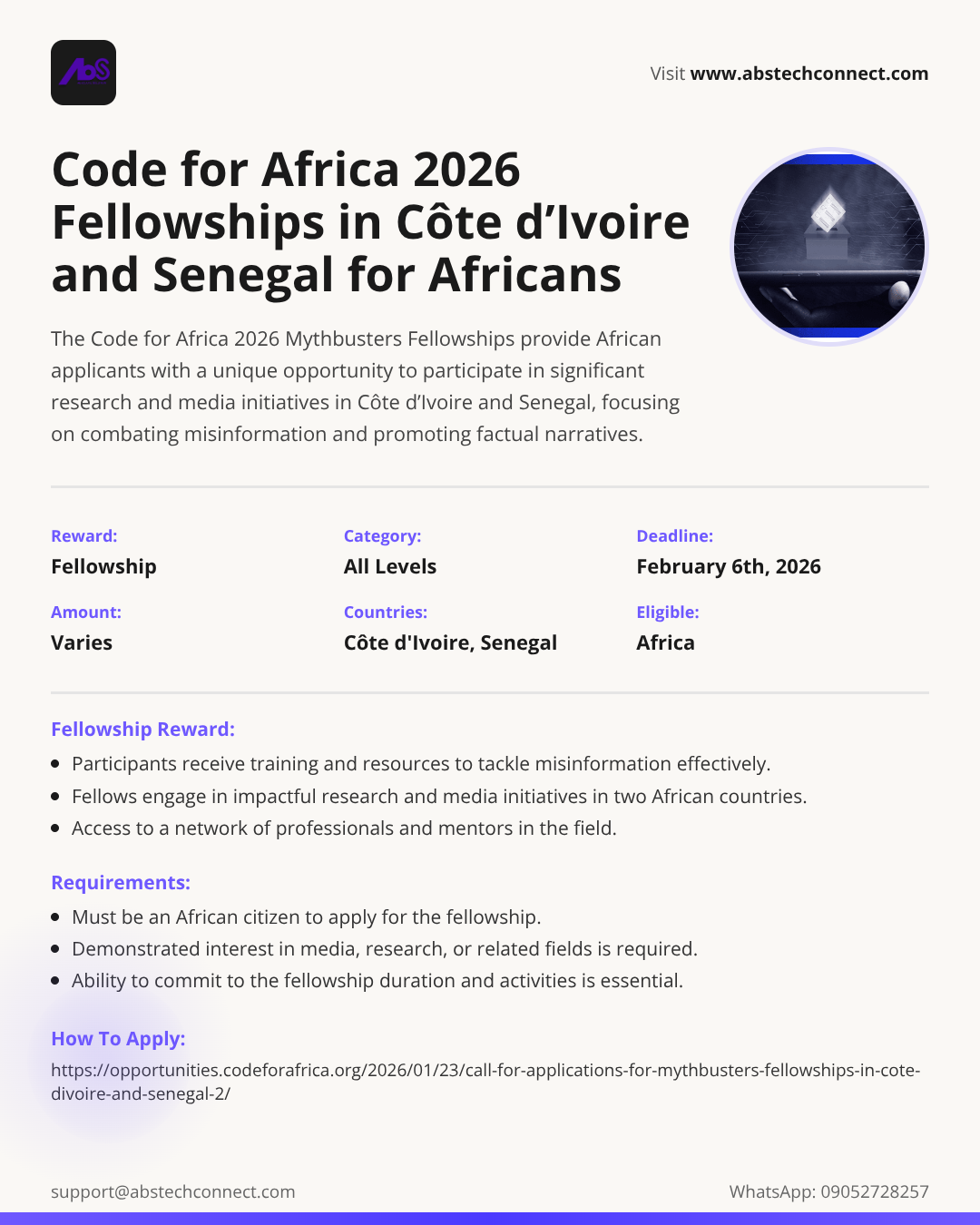 code for africa (cfa) 2026 mythbusters fellowships in côte d’ivoire and ...