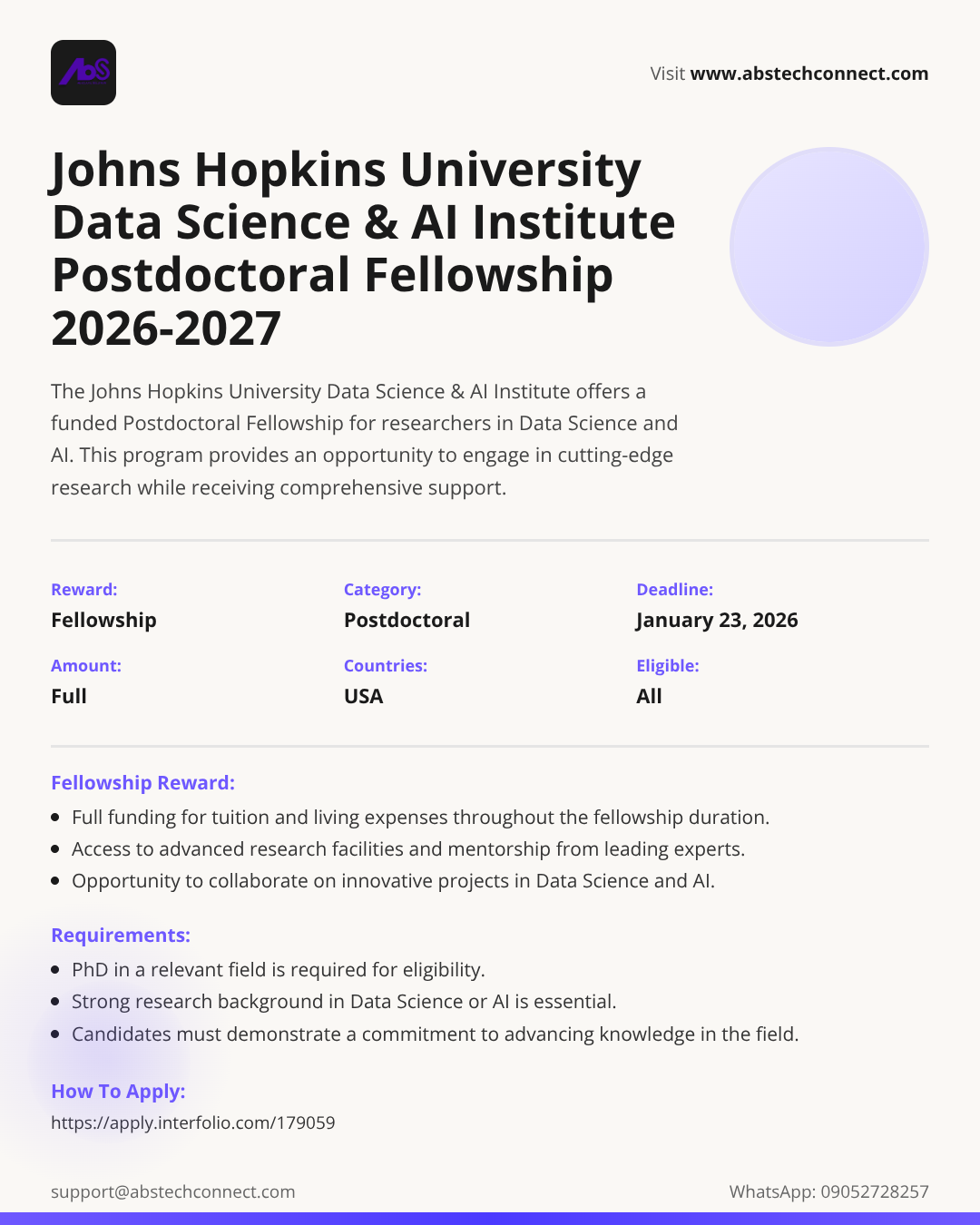 johns hopkins university data science & ai institute postdoctoral ...