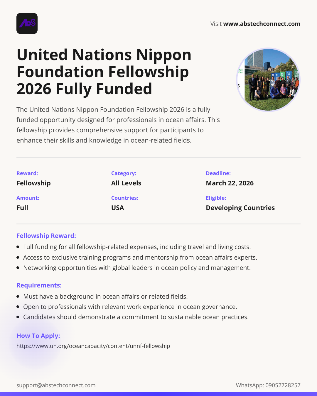 united nations nippon foundation fellowship 2026 | fully funded ...