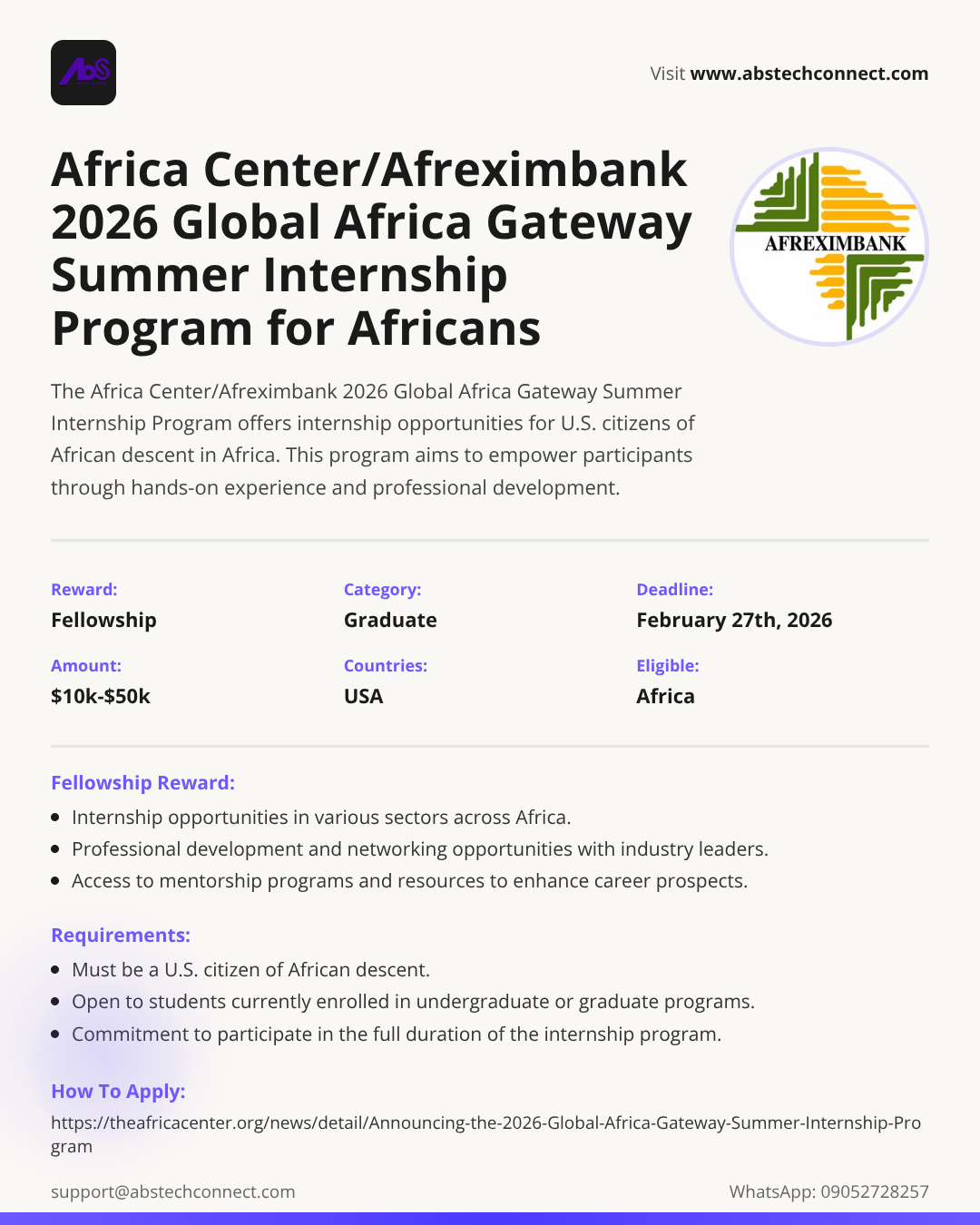 the africa center/afreximbank 2026 global africa gateway summer ...