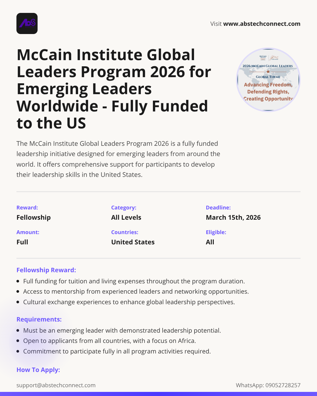 Worldwide Program the mccain institute global leaders program 2026 for emerging leaders ...