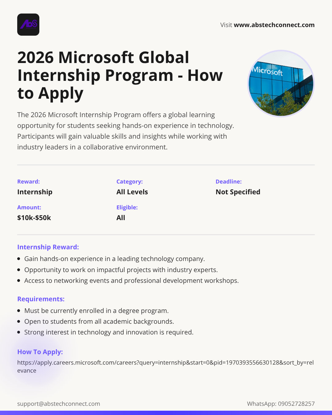 2026 microsoft internship program (global) | how to apply | sabischolar ...