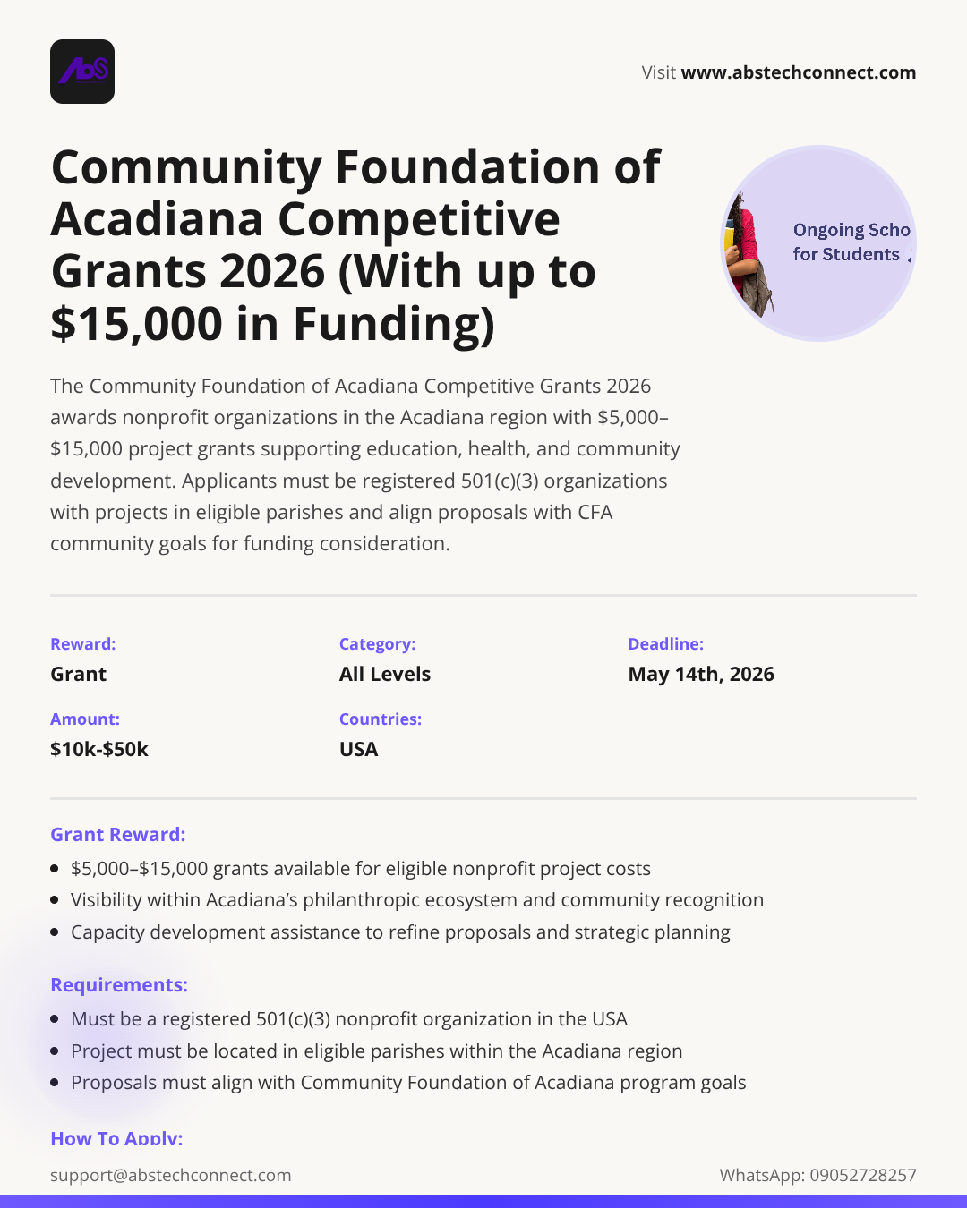 community foundation of acadiana competitive grants 2026 (with up to ...