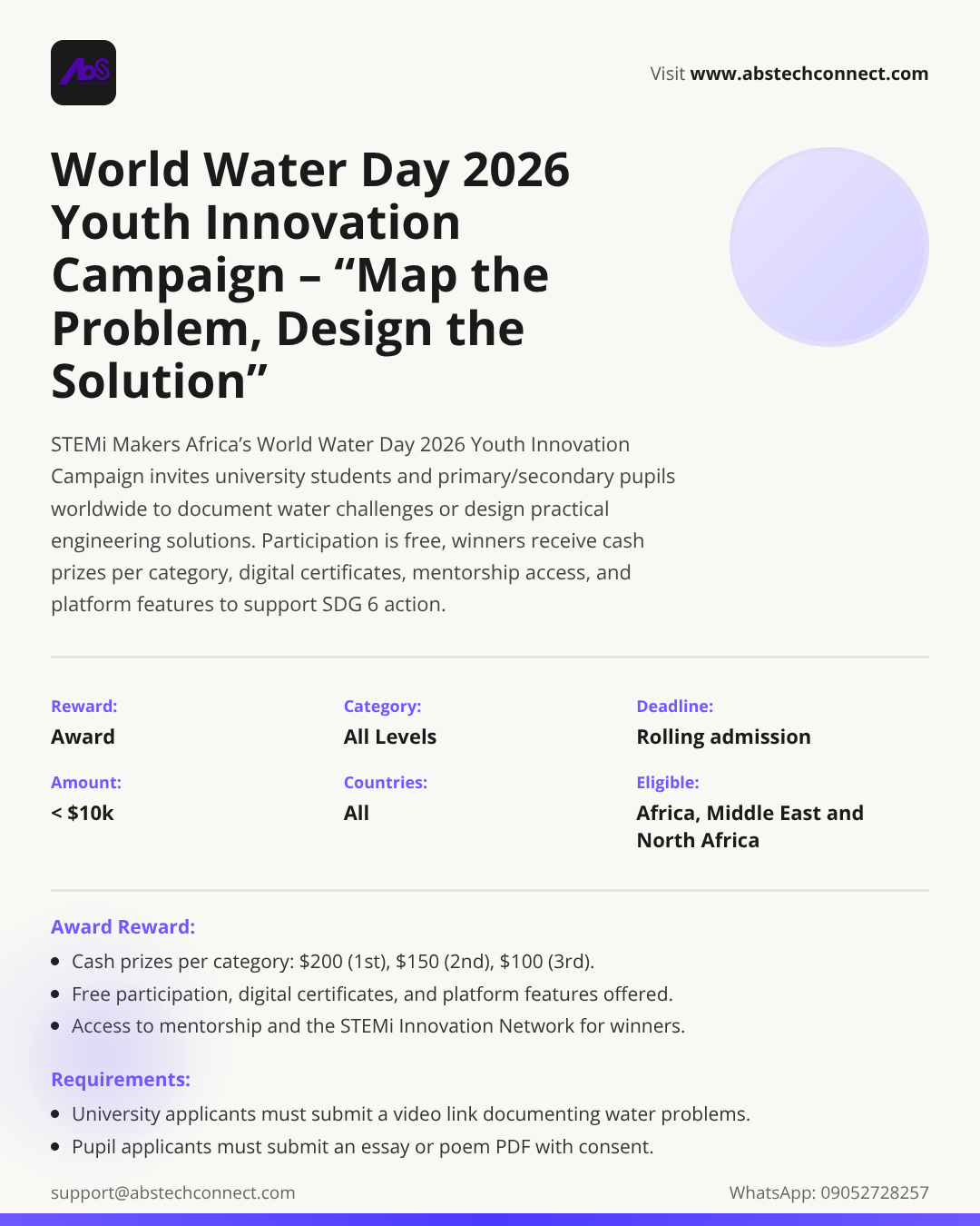 world water day 2026 youth innovation campaign – “map the problem ...