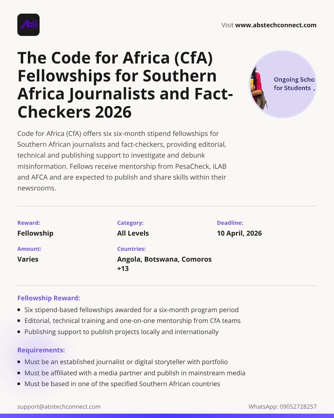 The Code for Africa (CfA) Fellowships for Southern Africa Journalists ...