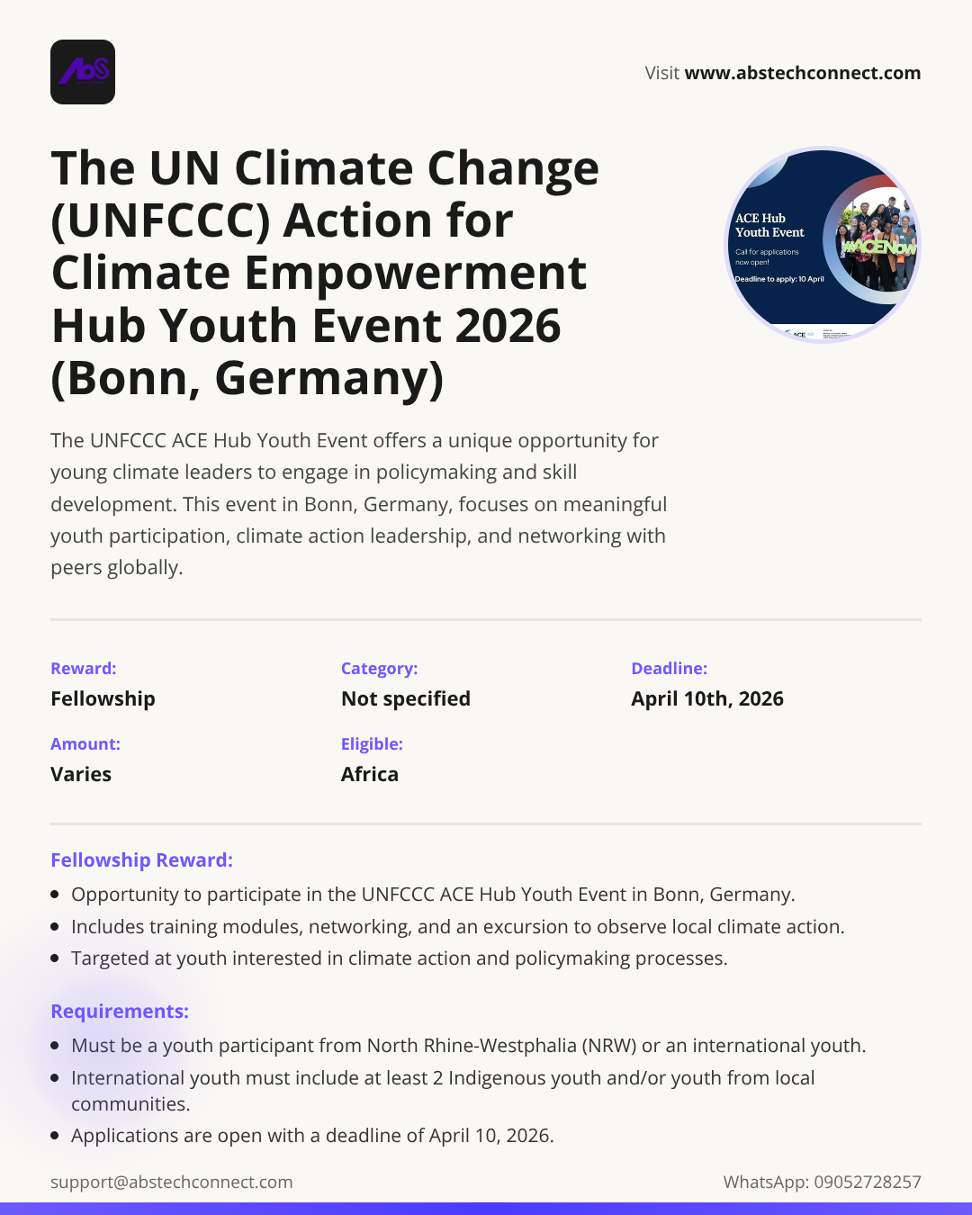 the un climate change (unfccc) action for climate empowerment hub youth ...