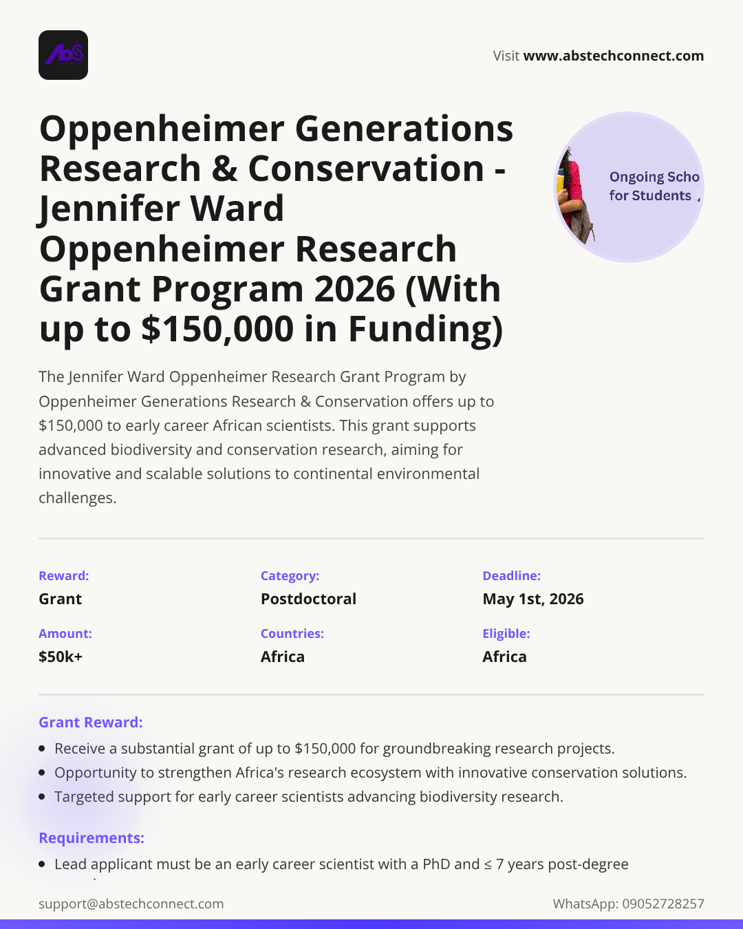 Openheimer Program oppenheimer generations research & conservation - jennifer ward ...