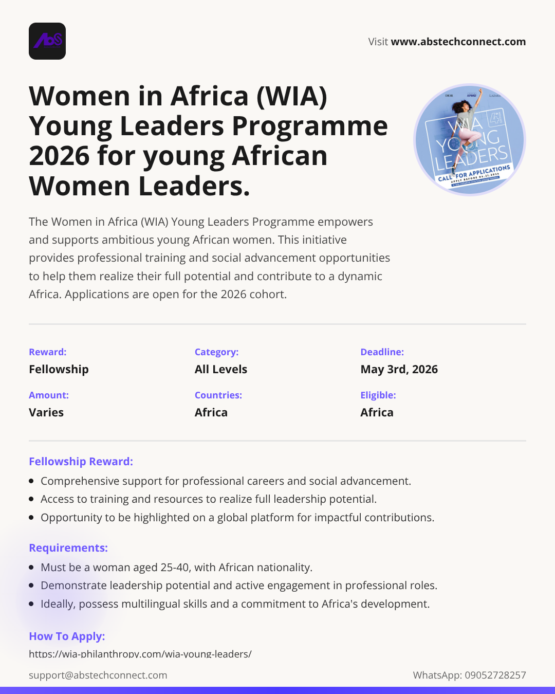 women in africa (wia) young leaders programme 2026 for young african ...