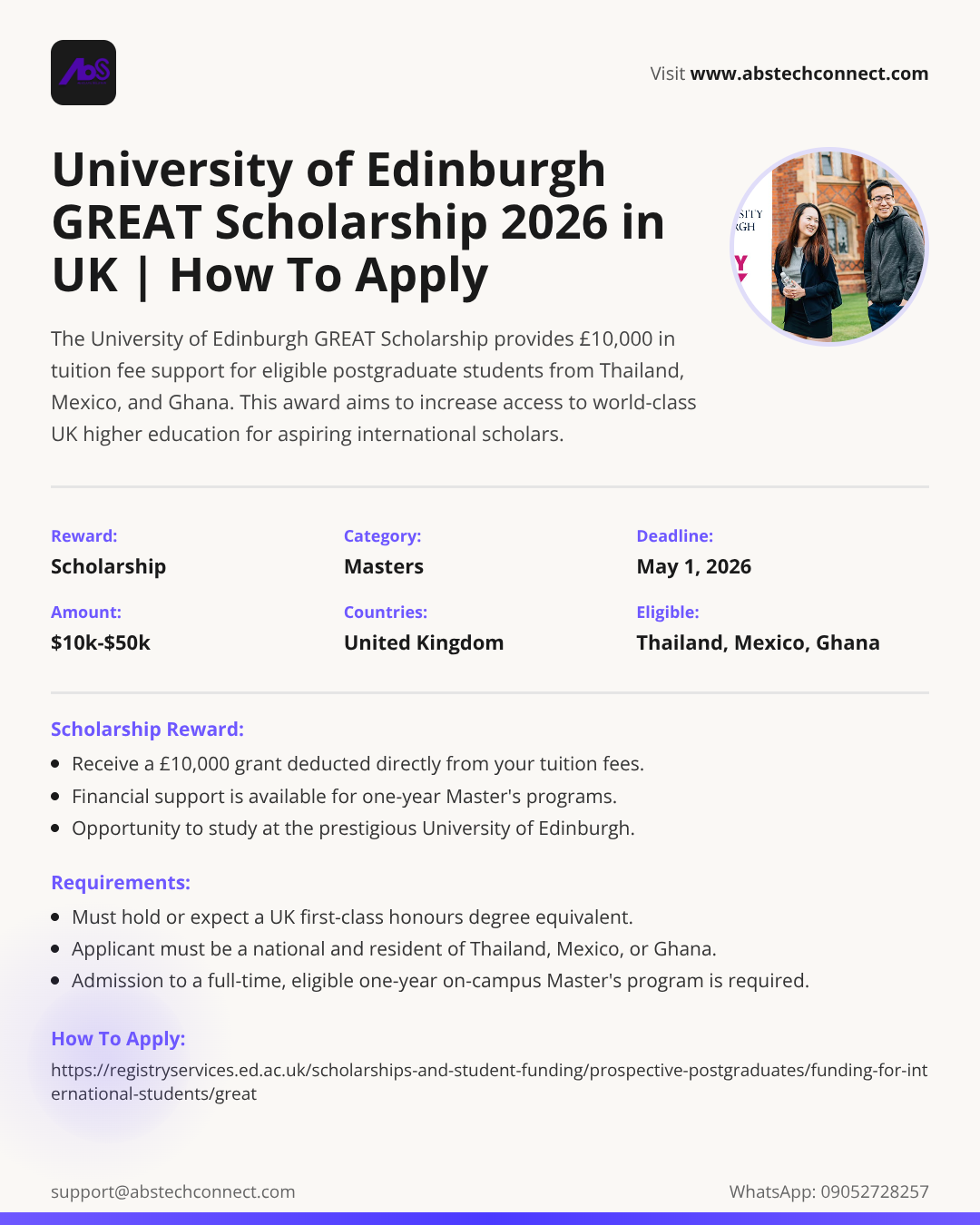 university of edinburgh great scholarship 2026 in uk | how to apply ...