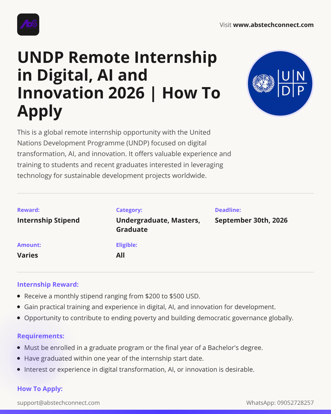 undp remote internship in digital, ai and innovation 2026 | how to ...
