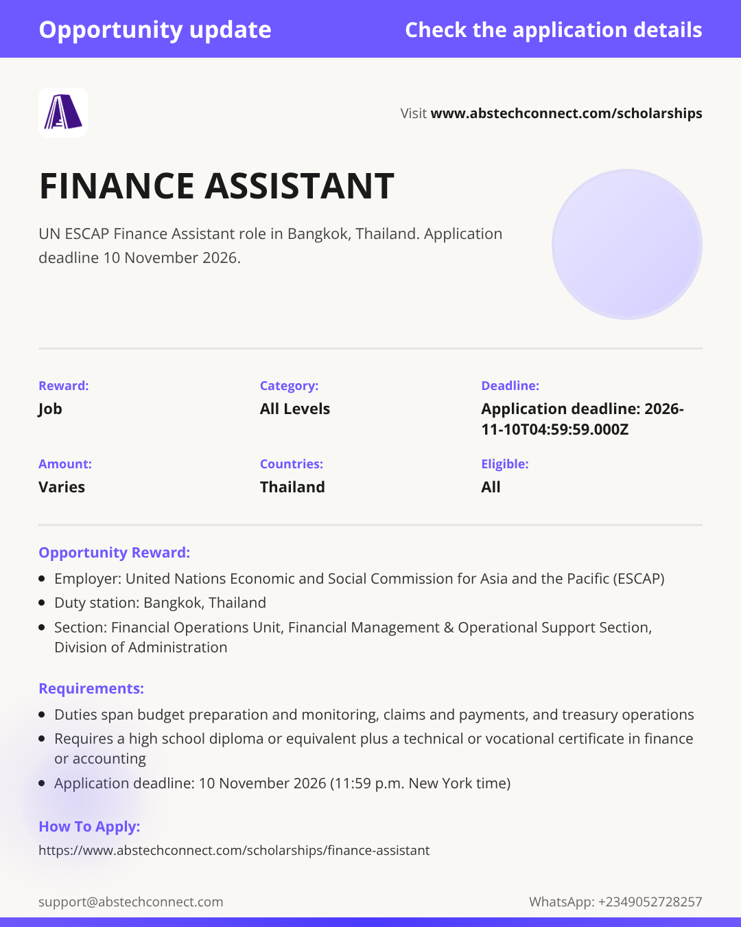 FINANCE ASSISTANT | AbSApp