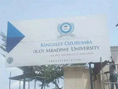 Kingsley Ozumba Mbadiwe University Post UTME Form 2026/2027 Out