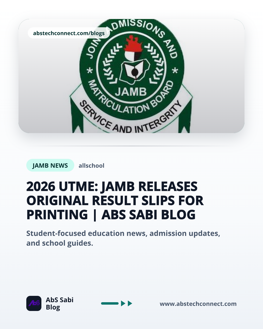 2026 UTME: JAMB Releases Original Result Slips for Printing