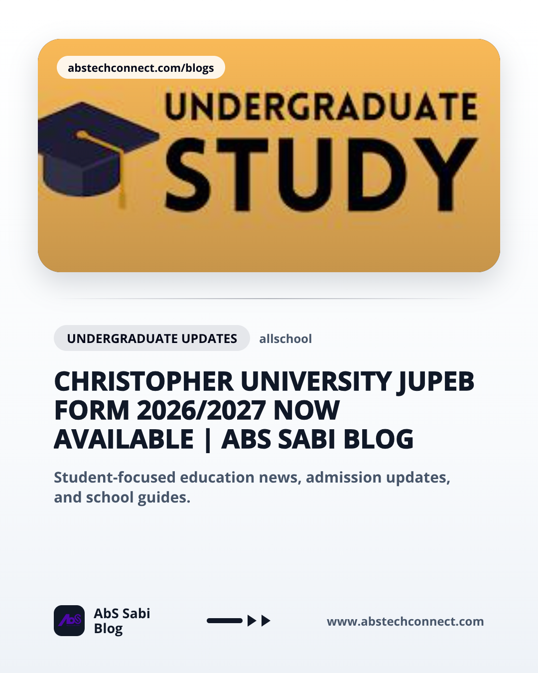 Christopher University JUPEB Form 2026/2027 Now Available