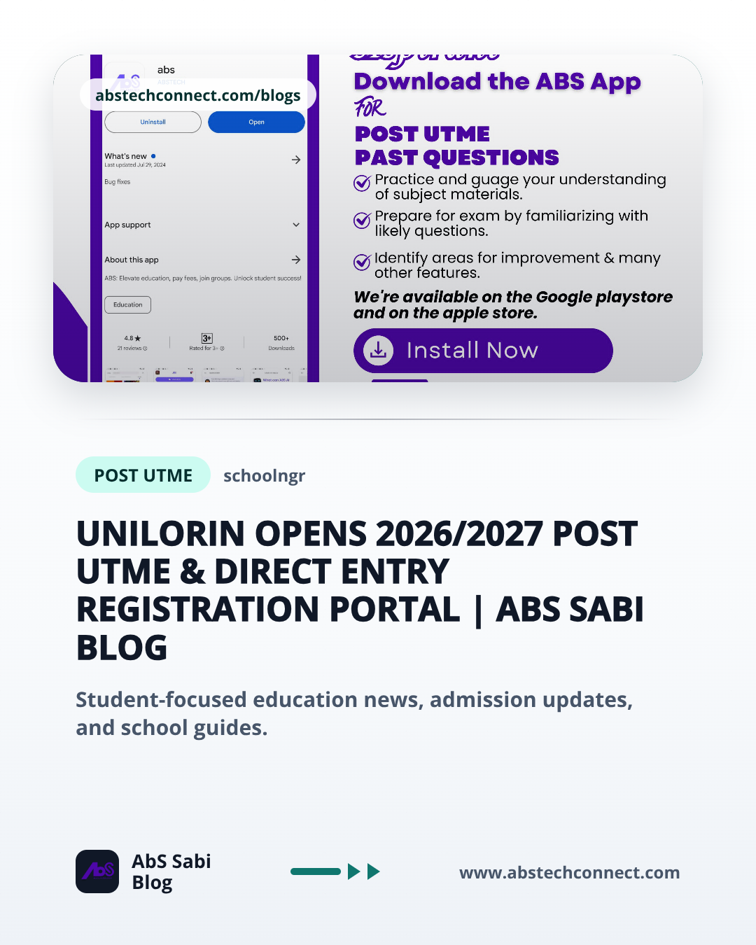 UNILORIN Opens 2026/2027 Post UTME & Direct Entry Registration Portal