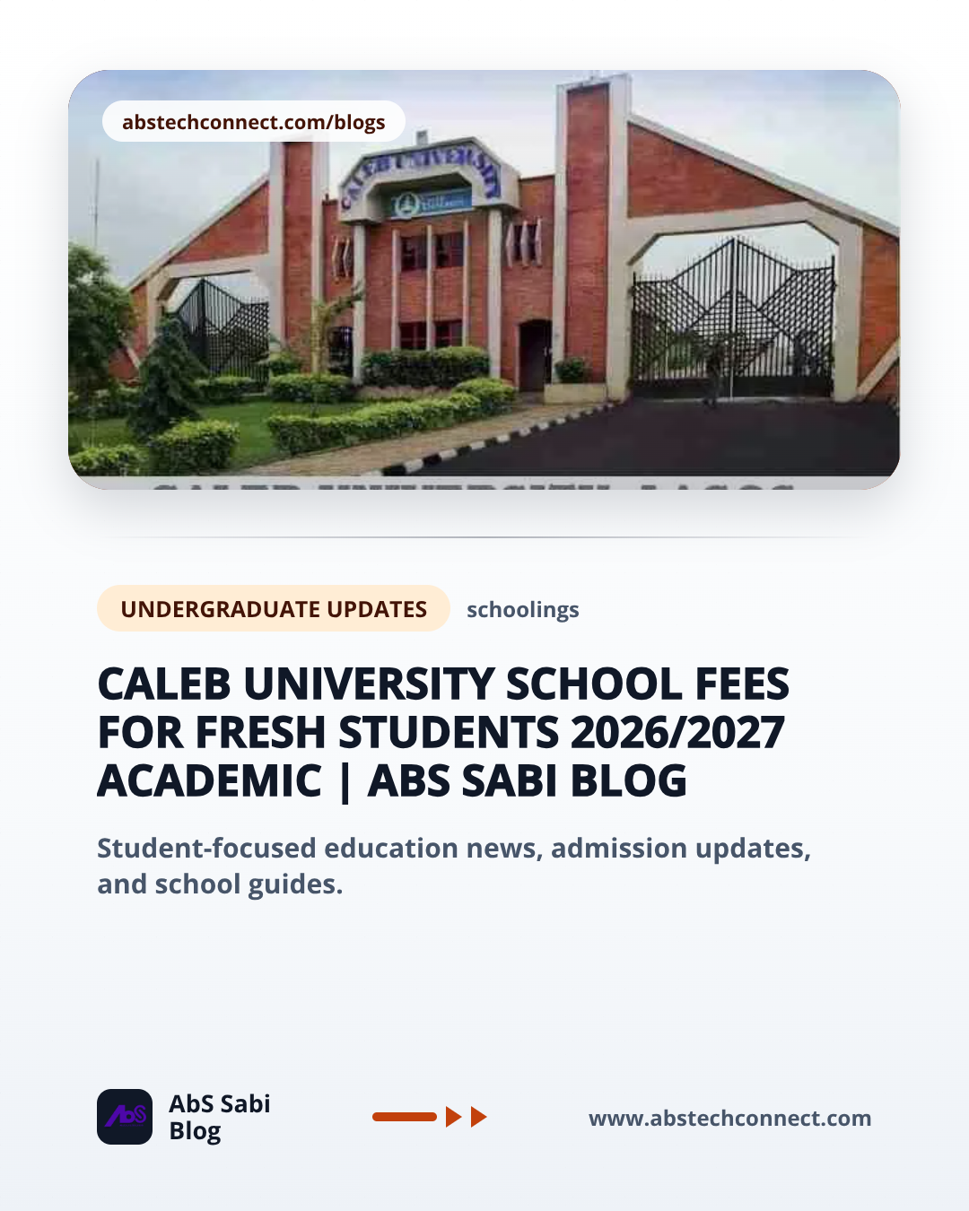 Caleb University School Fees for Fresh Students 2026/2027 Academic