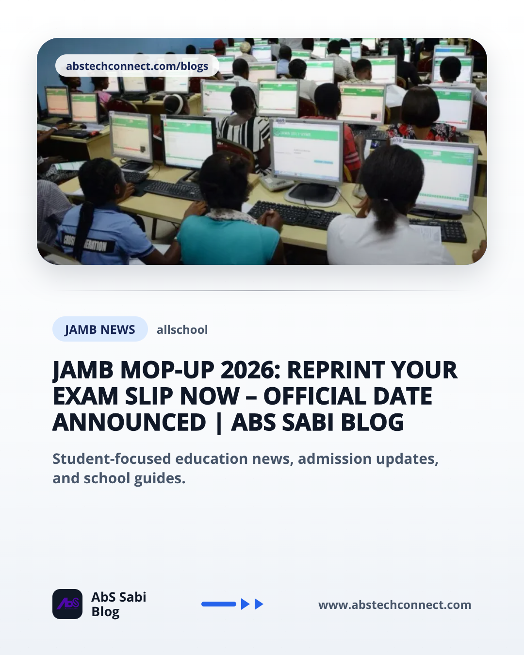 JAMB Mop-Up 2026: Reprint Your Exam Slip Now – Official Date Announced