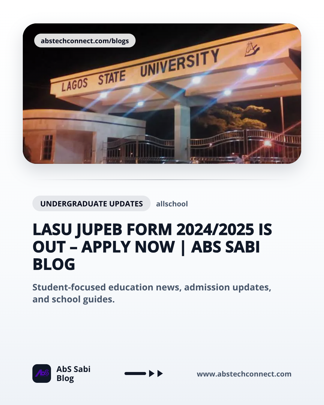 LASU JUPEB Form 2024/2025 Is Out – Apply Now