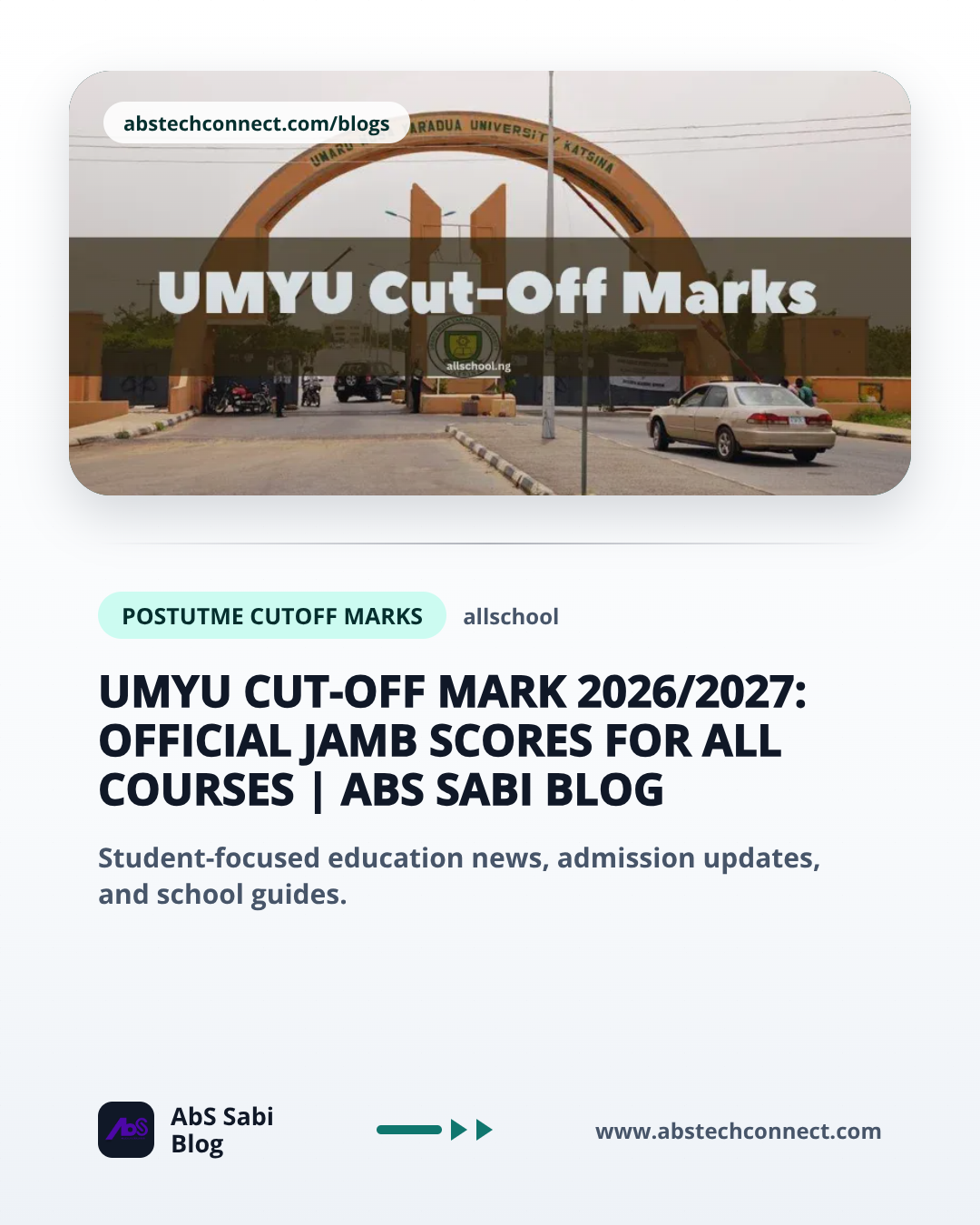 UMYU Cut-Off Mark 2026/2027: Official JAMB Scores for All Courses