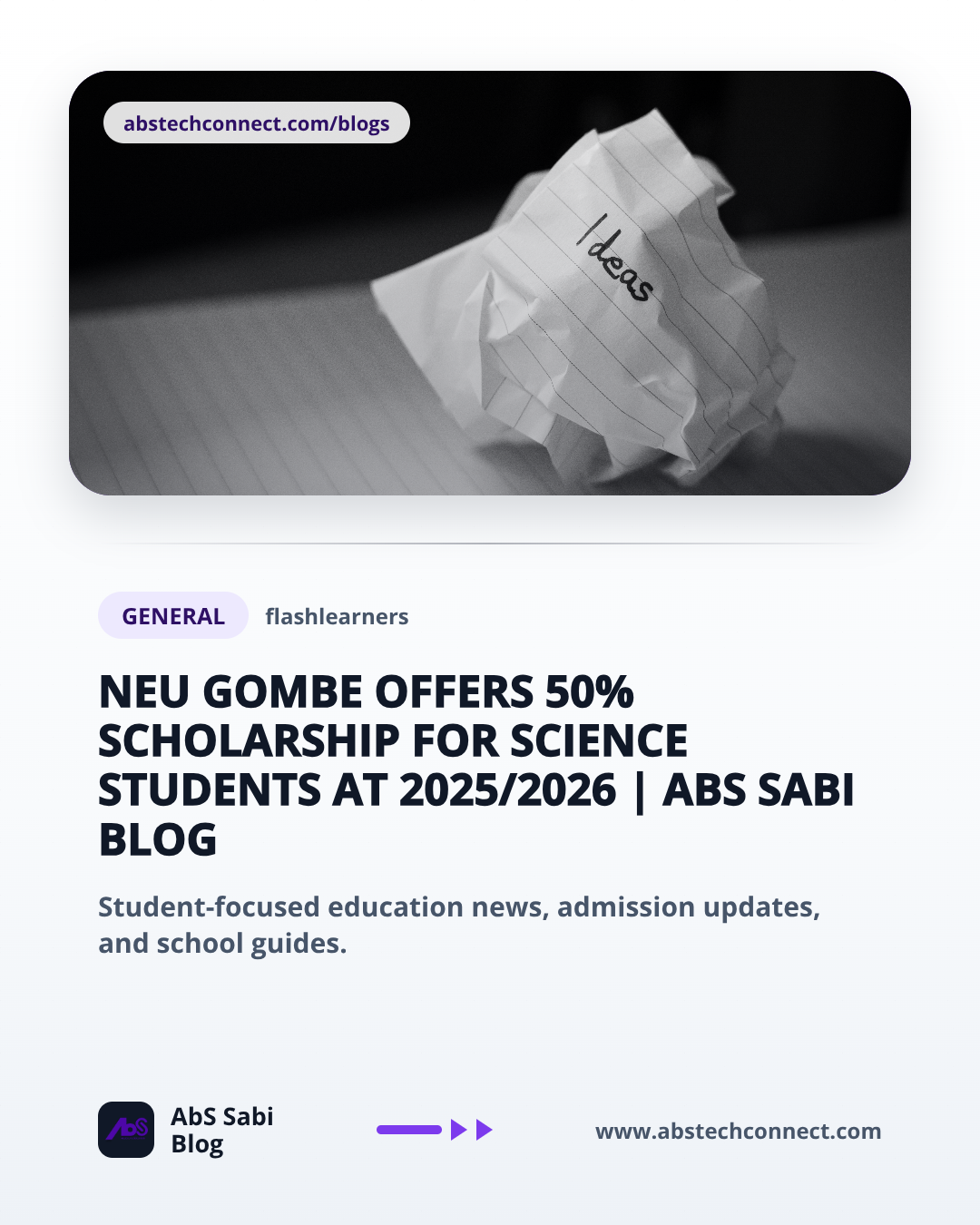 NEU Gombe Offers 50% Scholarship for Science Students at 2025/2026