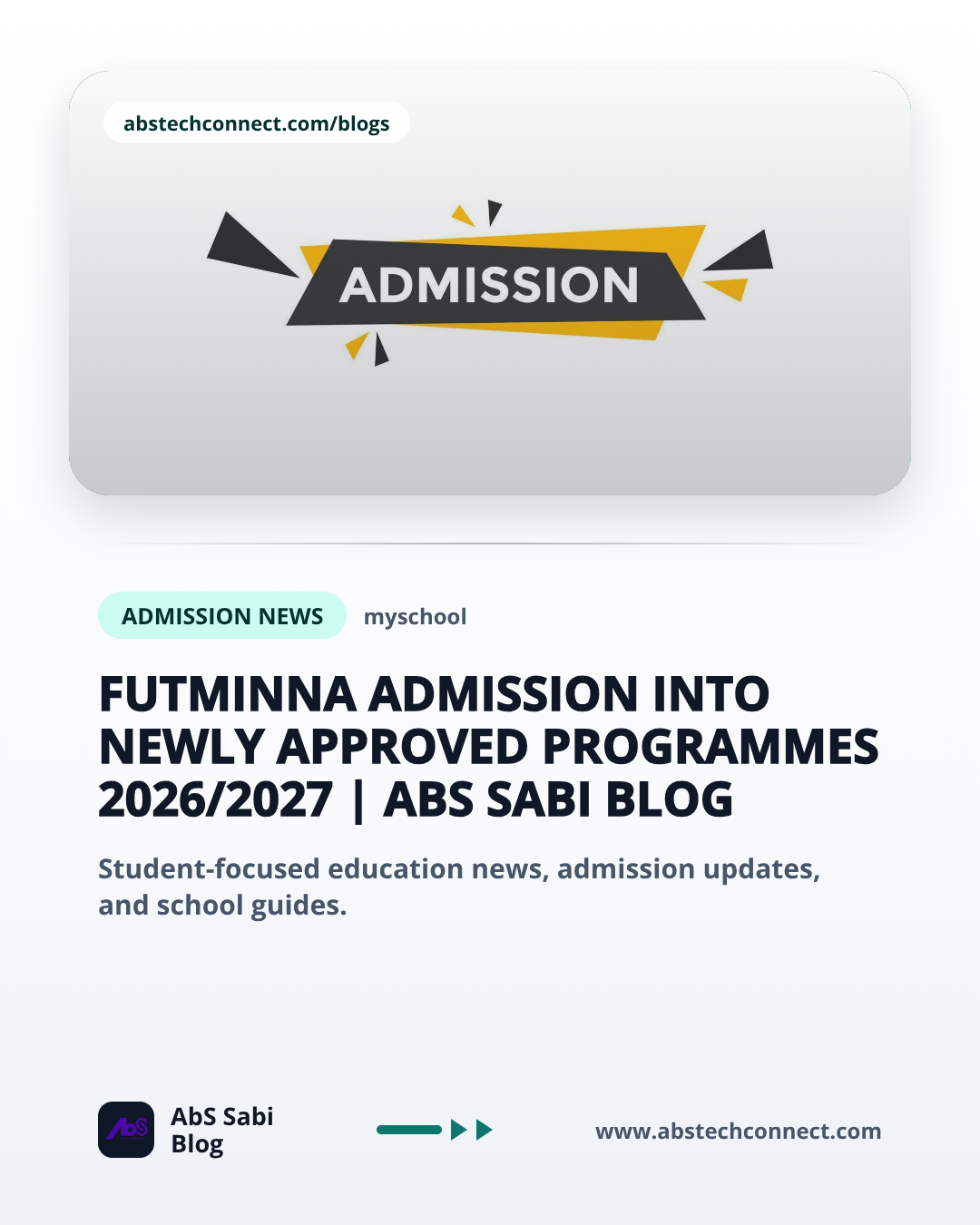 FUTMINNA Admission into Newly Approved Programmes 2026/2027