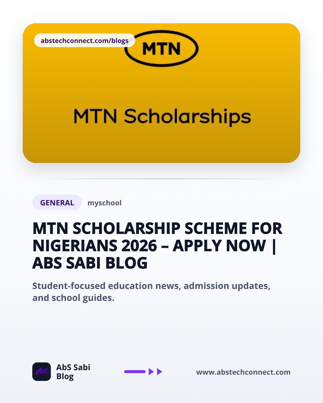 MTN Scholarship Scheme for Nigerians 2026 – Apply Now