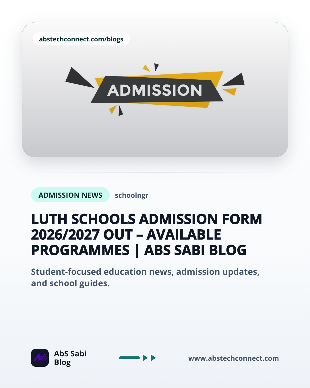 LUTH Schools Admission Form 2026/2027 Out – Available Programmes