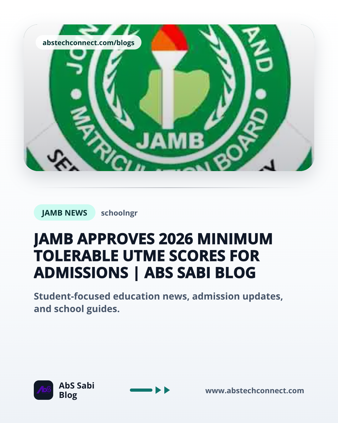 JAMB Approves 2026 Minimum Tolerable UTME Scores for Admissions