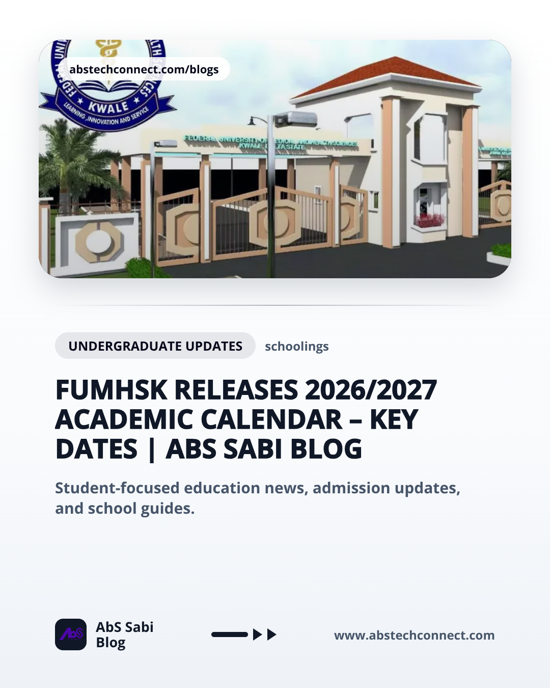 FUMHSK Releases 2026/2027 Academic Calendar – Key Dates