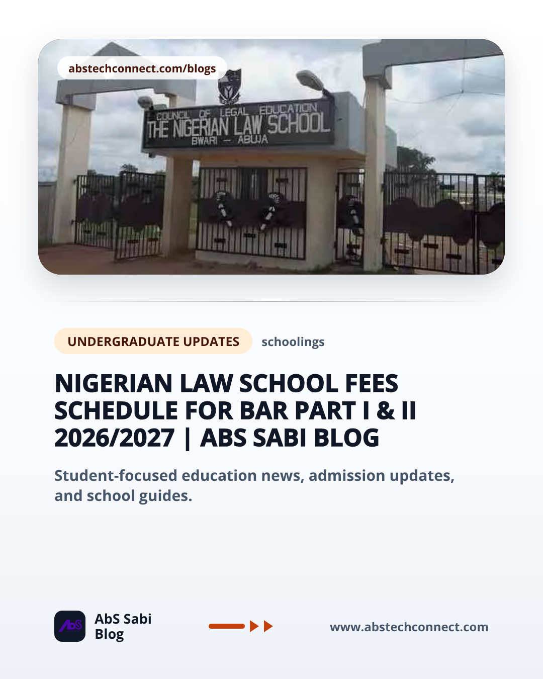 Nigerian Law School Fees Schedule for Bar Part I & II 2026/2027