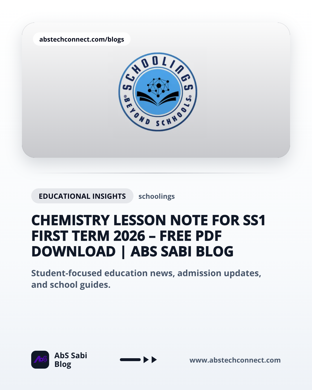 Chemistry Lesson Note for SS1 First Term 2026 – Free PDF Download