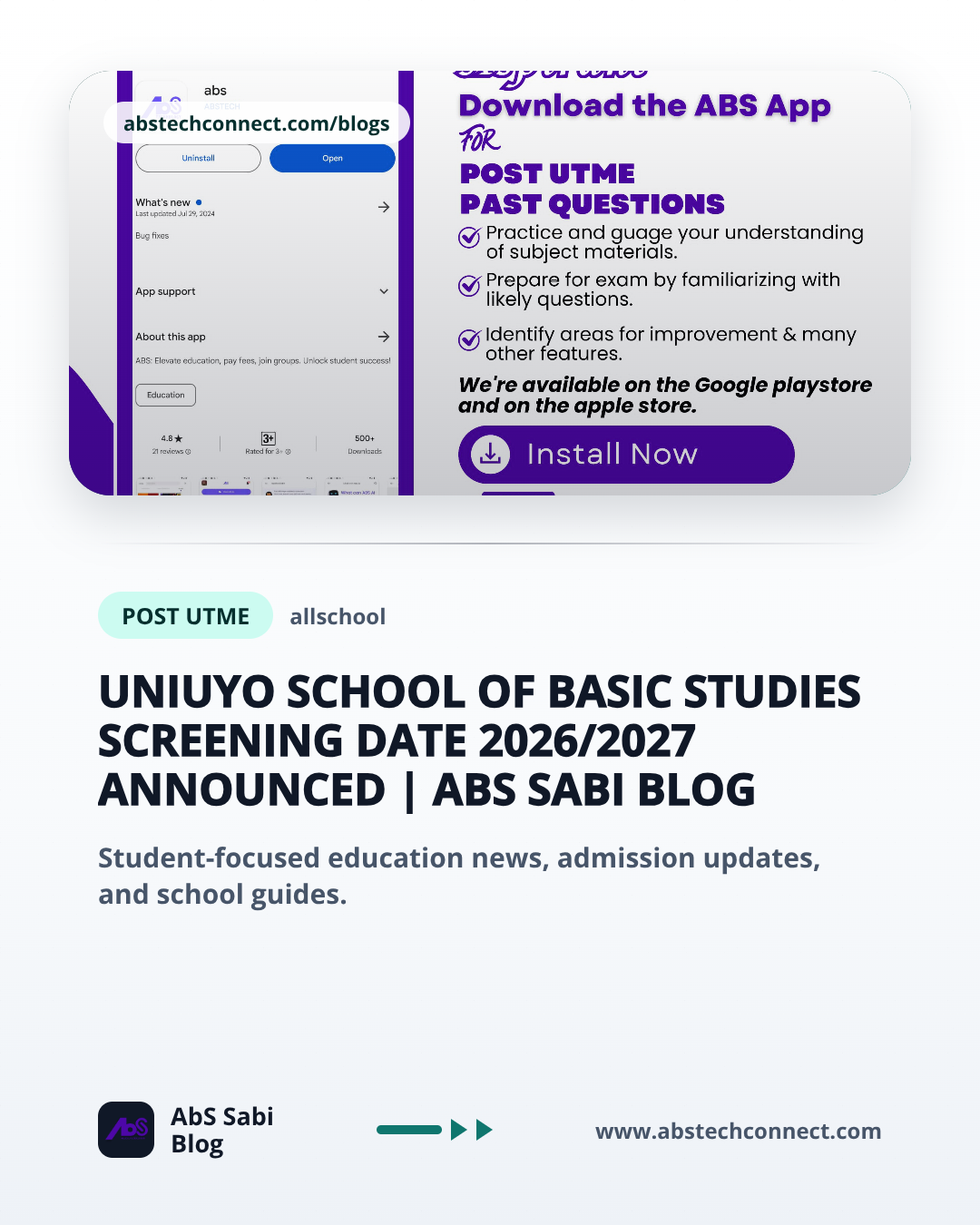 UNIUYO School of Basic Studies Screening Date 2026/2027 Announced