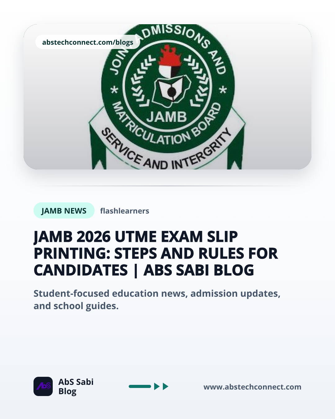 JAMB 2026 UTME Exam Slip Printing: Steps and Rules for Candidates