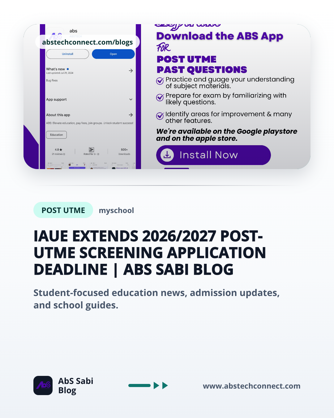 IAUE Extends 2026/2027 Post-UTME Screening Application Deadline