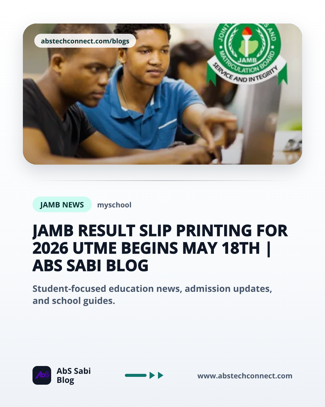 JAMB Result Slip Printing for 2026 UTME Begins May 18th