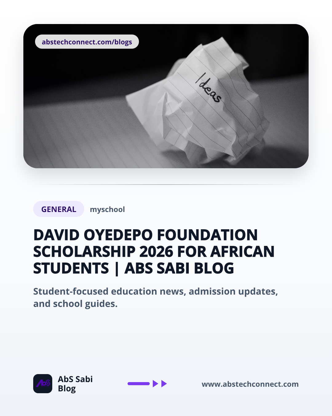 David Oyedepo Foundation Scholarship 2026 for African Students