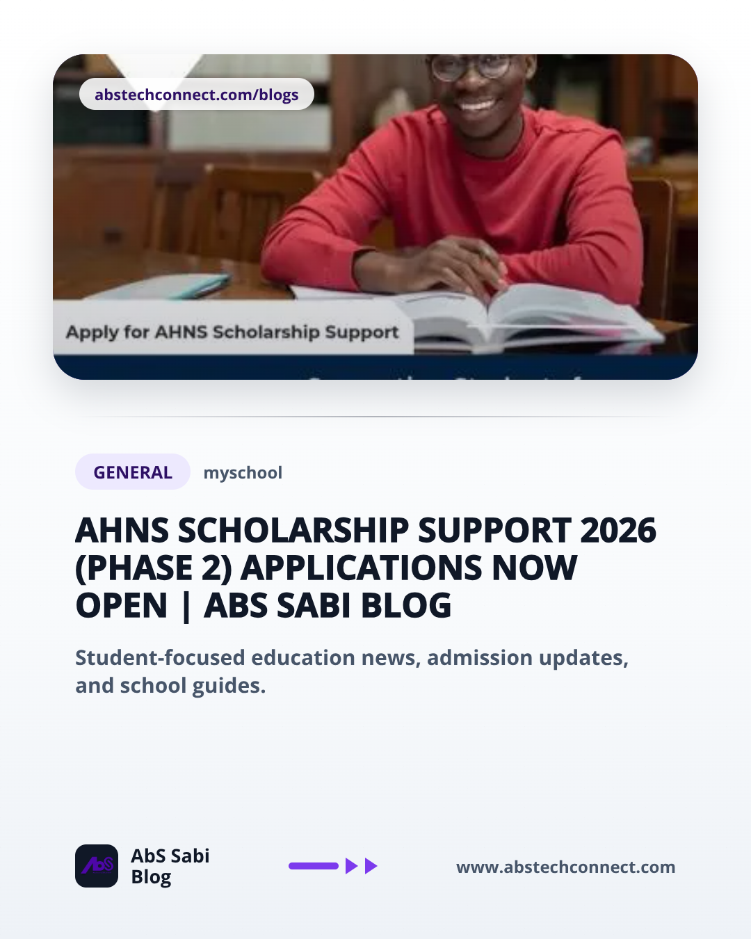 AHNS Scholarship Support 2026 (Phase 2) Applications Now Open
