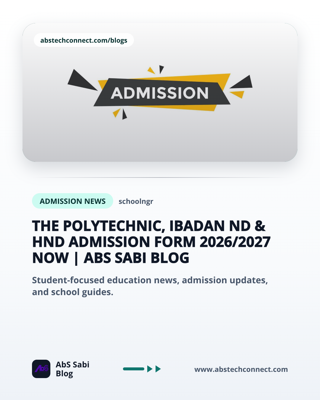 The Polytechnic, Ibadan ND & HND Admission Form 2026/2027 Now