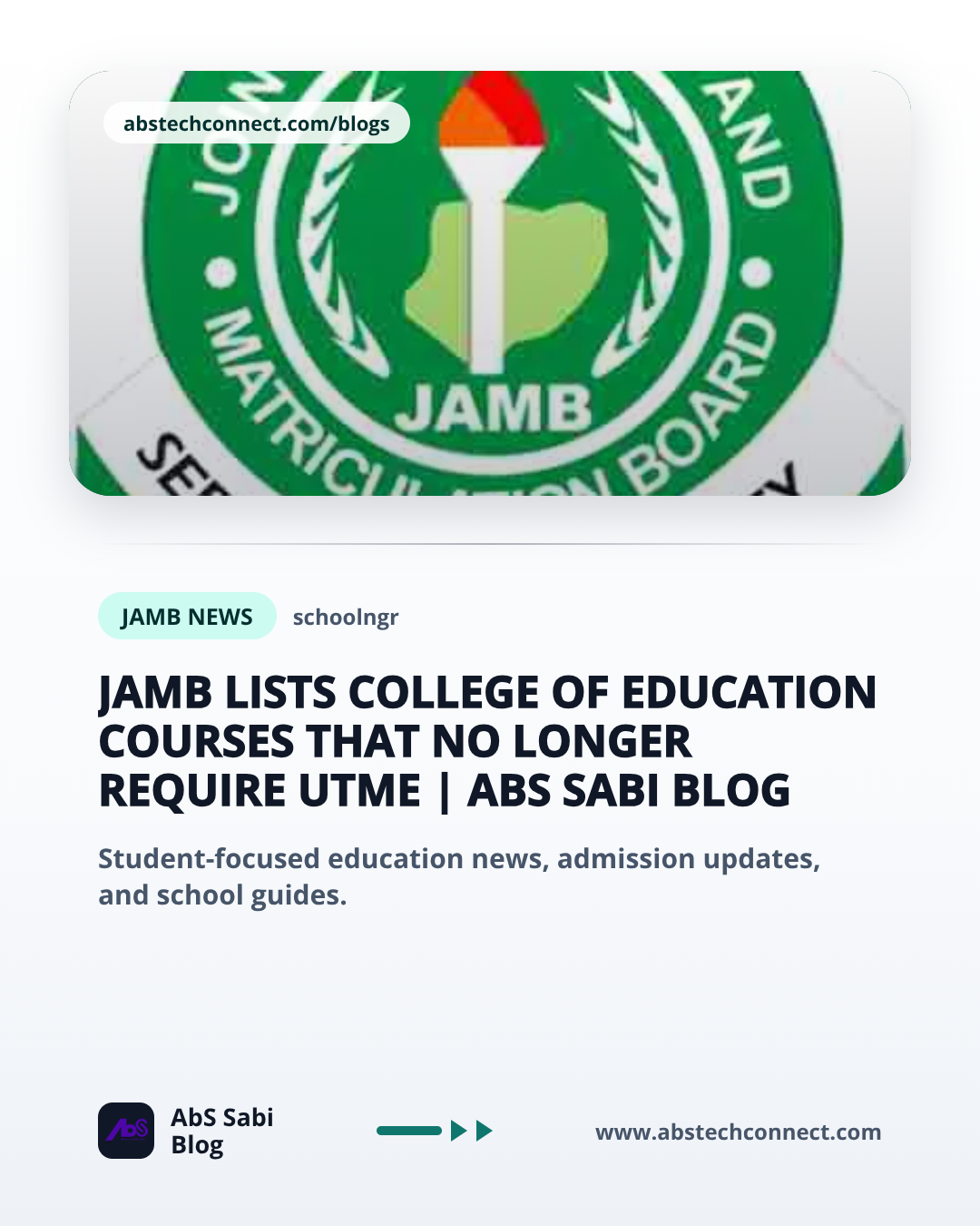 JAMB Lists College of Education Courses That No Longer Require UTME