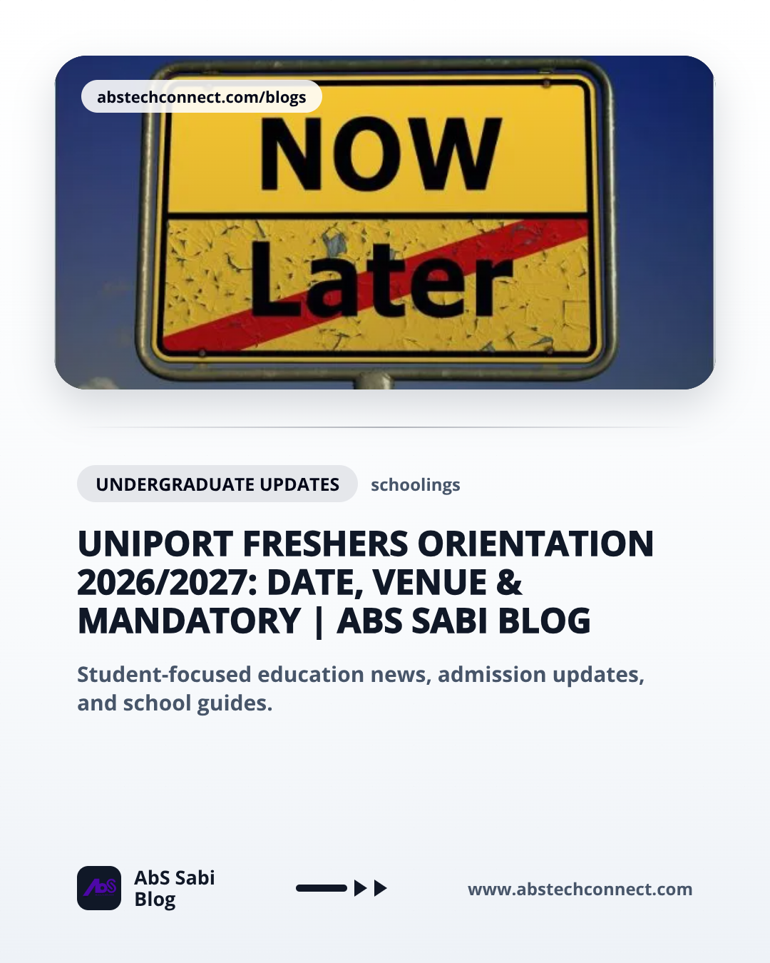 UNIPORT Freshers Orientation 2026/2027: Date, Venue & Mandatory