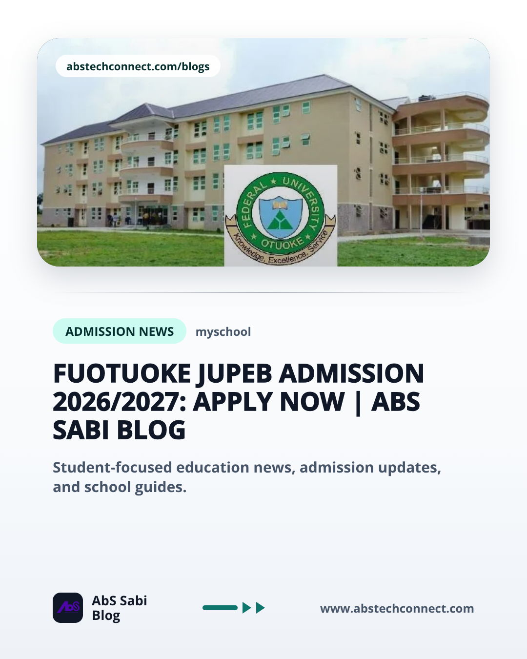 FUOTUOKE JUPEB Admission 2026/2027: Apply Now