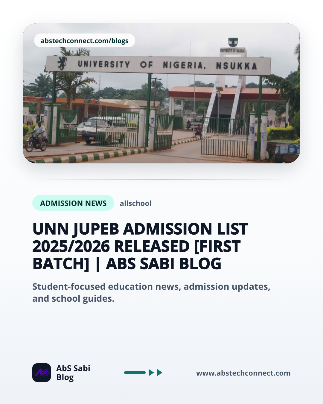 UNN JUPEB Admission List 2025/2026 Released [First Batch]