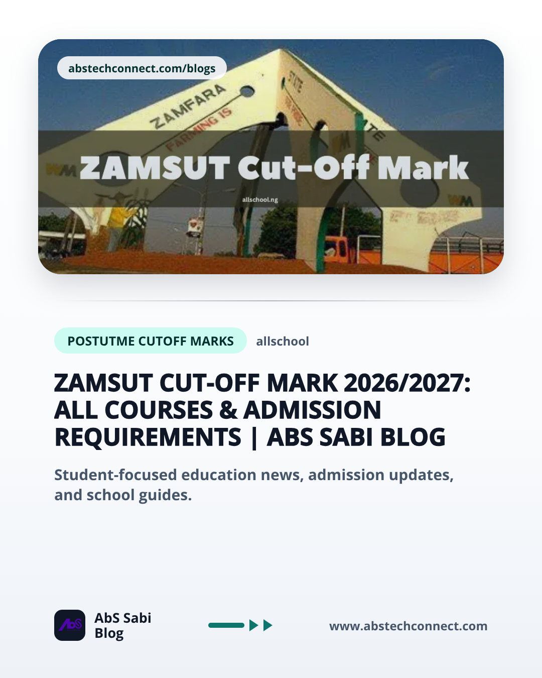 ZAMSUT Cut-Off Mark 2026/2027: All Courses & Admission Requirements