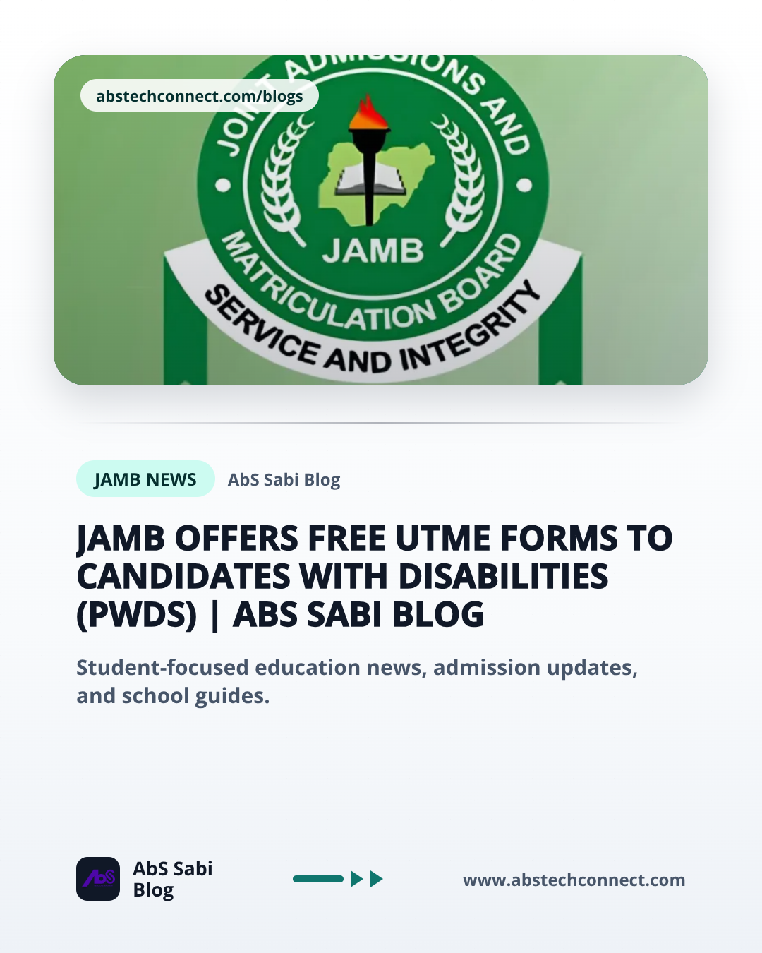JAMB Offers Free UTME Forms to Candidates with Disabilities (PWDs)