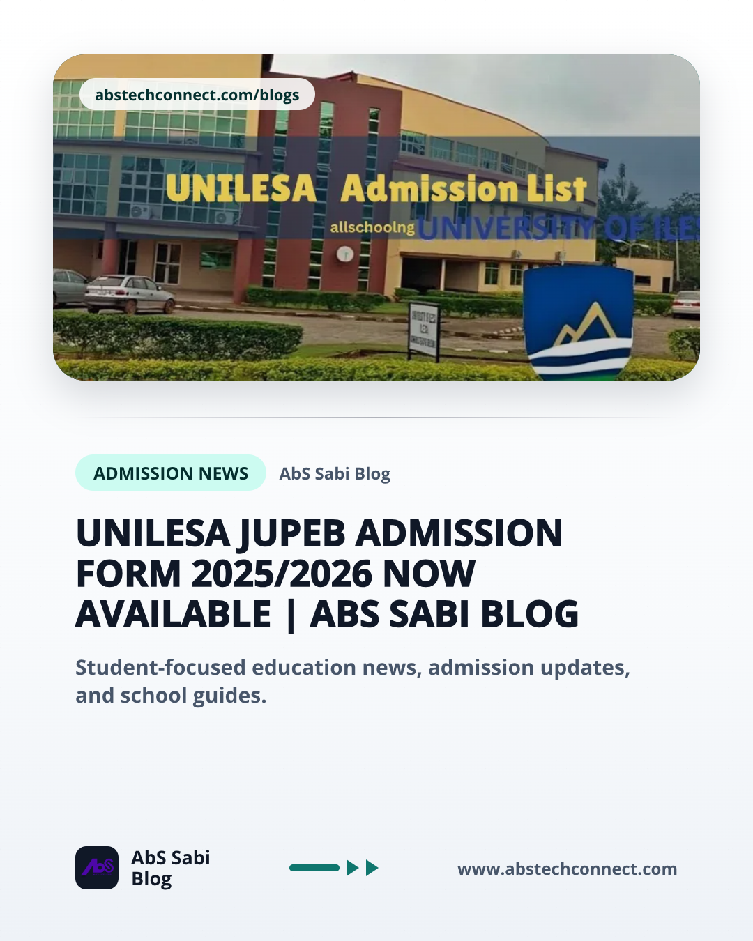 UNILESA JUPEB Admission Form 2025/2026 Now Available