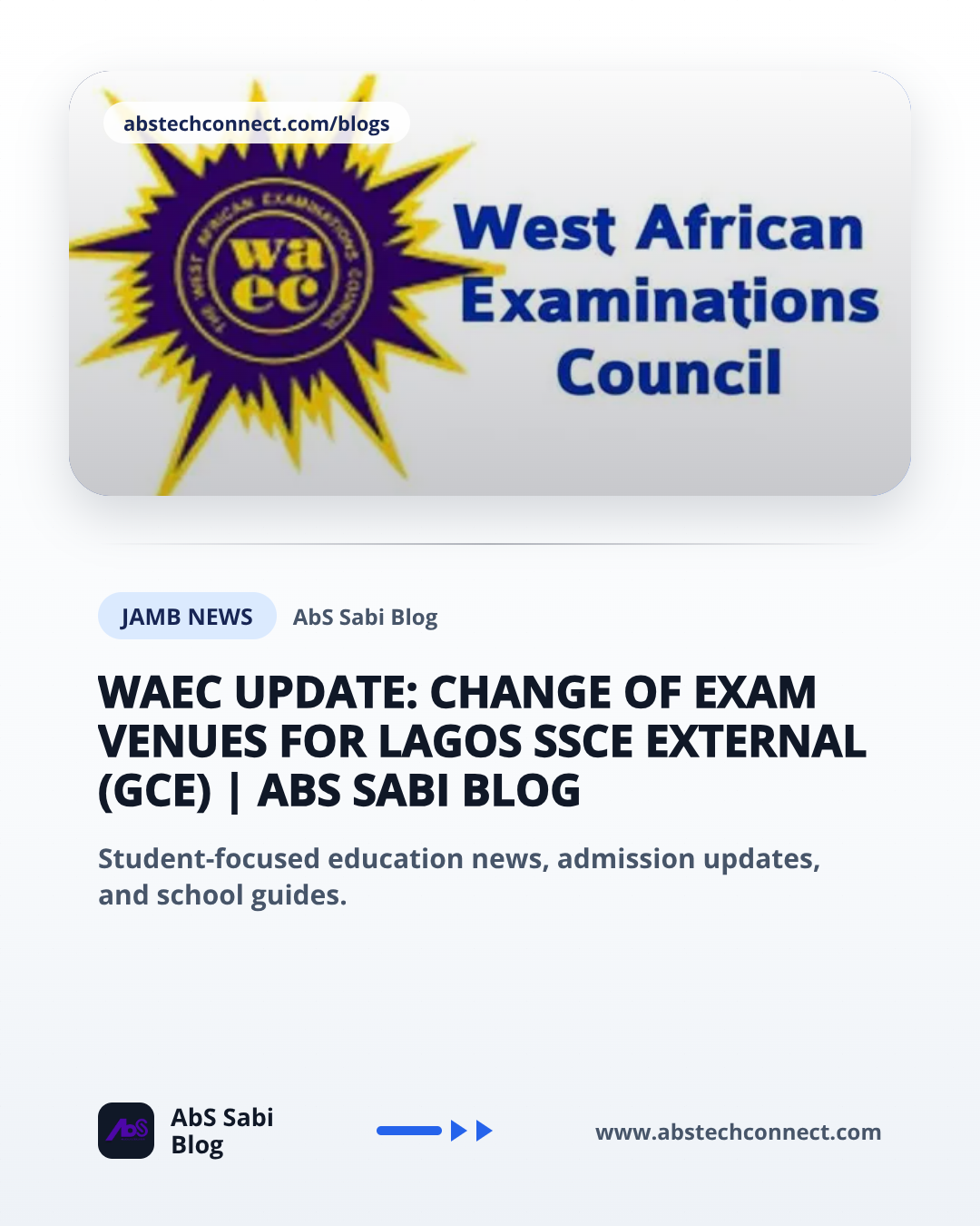 WAEC Update: Change of Exam Venues for Lagos SSCE External (GCE)