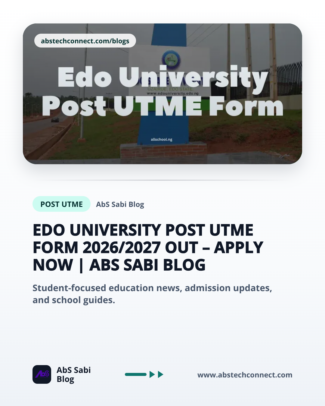 Edo University Post UTME Form 2026/2027 Out – Apply Now