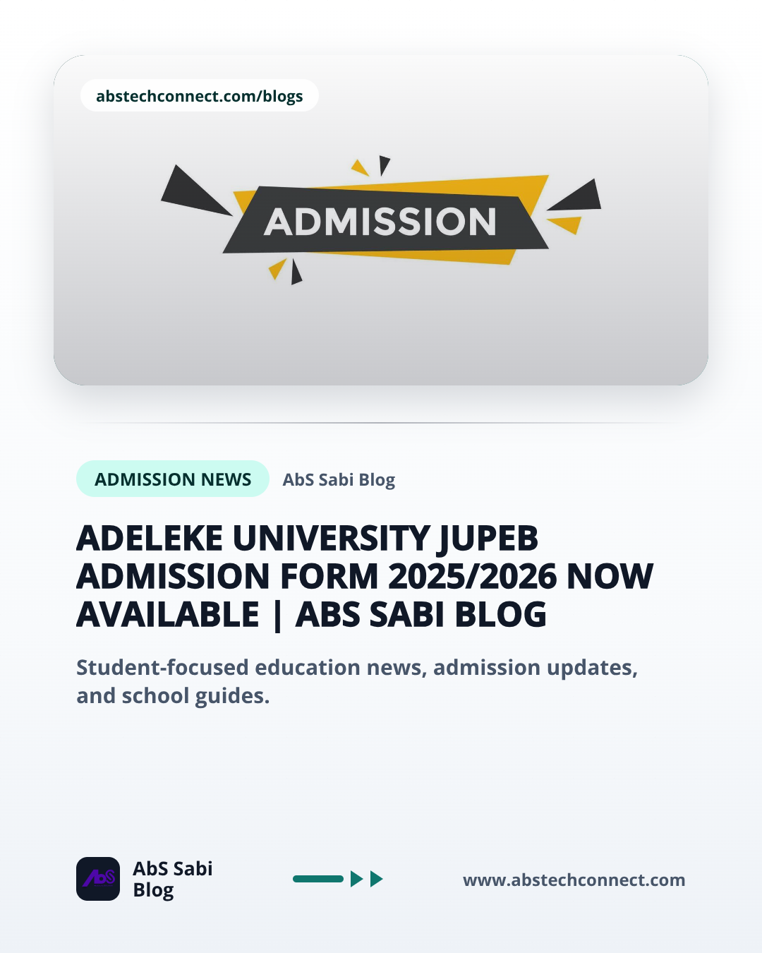 Adeleke University JUPEB Admission Form 2025/2026 Now Available
