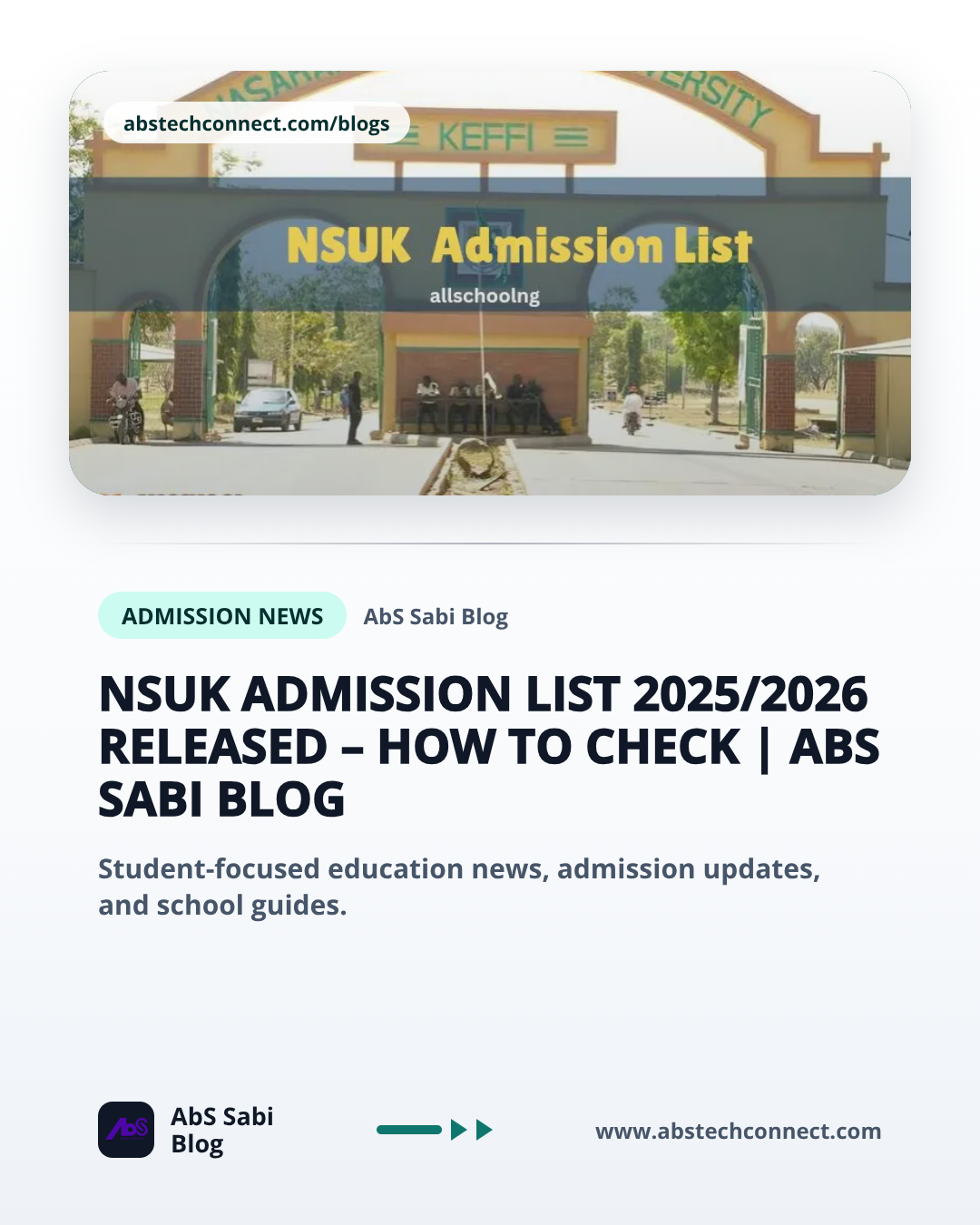 NSUK Admission List 2025/2026 Released – How to Check