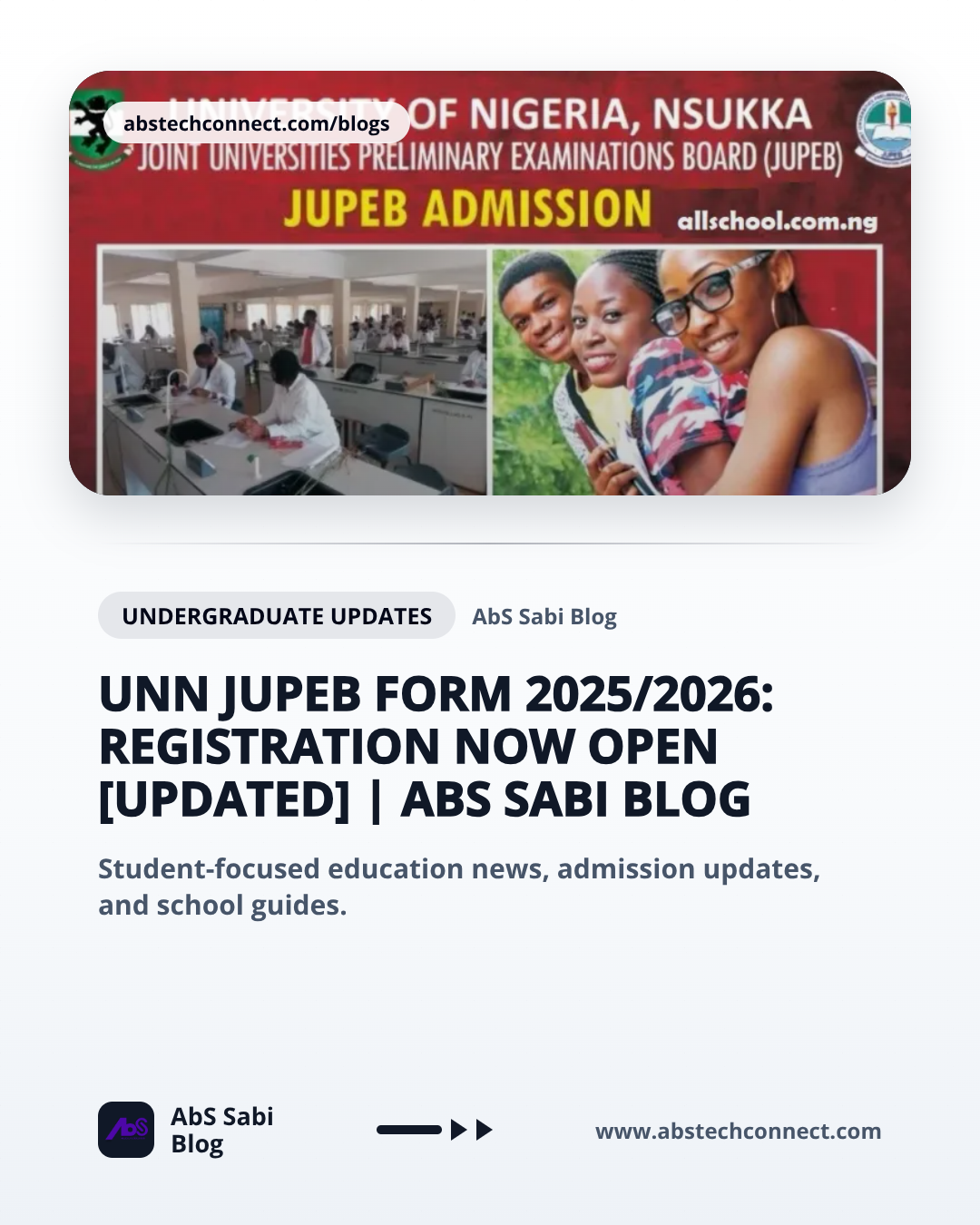 UNN JUPEB Form 2025/2026: Registration Now Open [Updated]